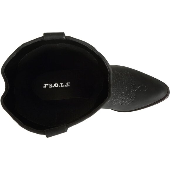 J's.o.l.e Women Black Cowgirl Boots Cowboy Pointed Toe Wide Mid Calf - Picture 7 of 8